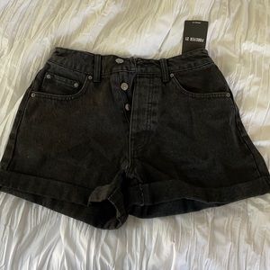F21 Black High Rise Denim Short